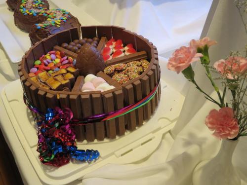 A candy-filled chocolate cake from the Cake Auction charity event